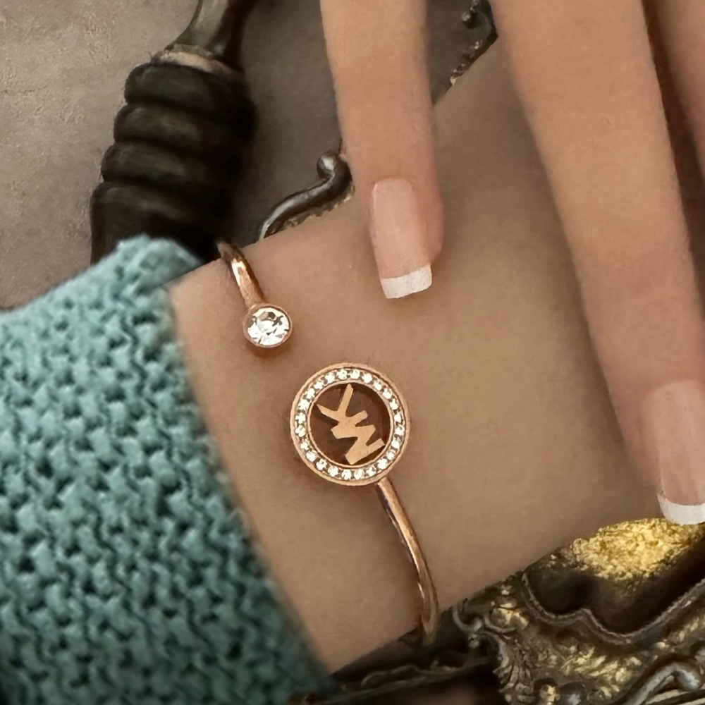 MICHAEL KORS • Rose Gold Logo Fulton Cuff Bracelet - Picture 2 of 4